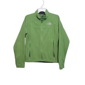 The North Face WindWall Softshell Fleece Jacket Medium Green GUC Wind-Resistant